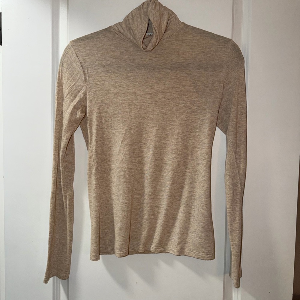 Active Basic Cream Turtleneck Top - Medium
